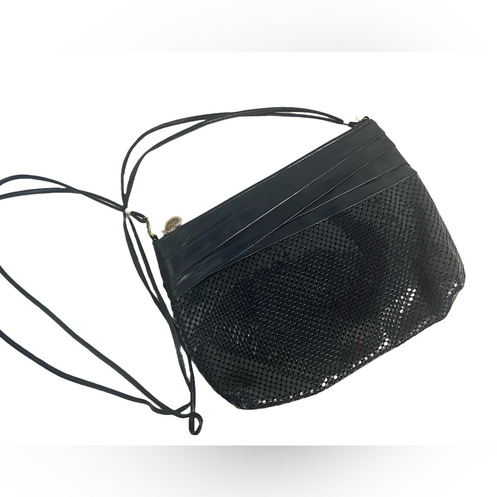 Vintage navy leather and metal purse